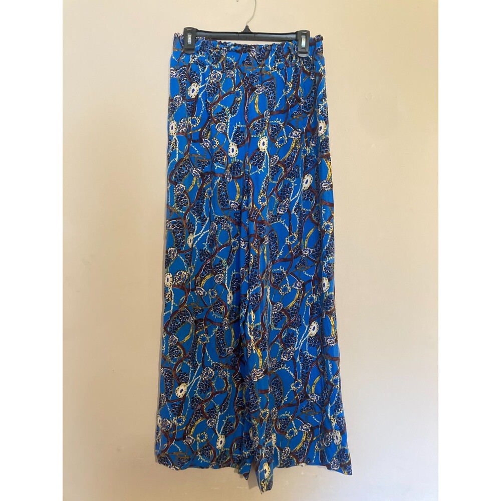 New Look Baggy Wide Leg Pants Blue Multicolor - Size M